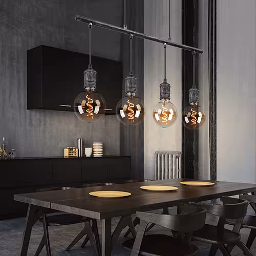 schwarze 4 flammige Pendelleuchte